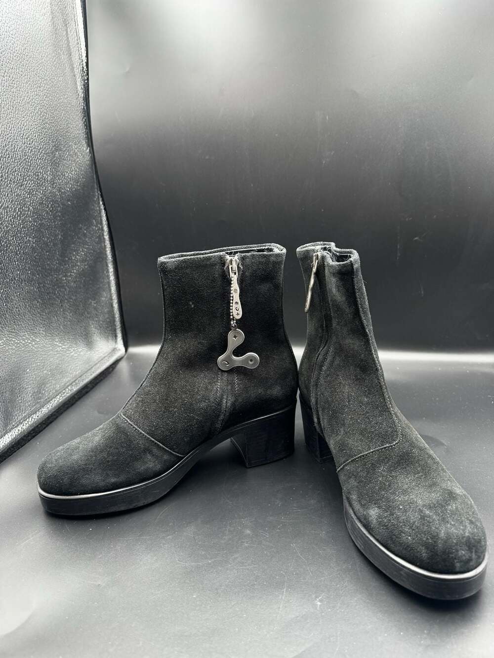 Lazo Siren Suede Ankle Boots in Obsidian Black